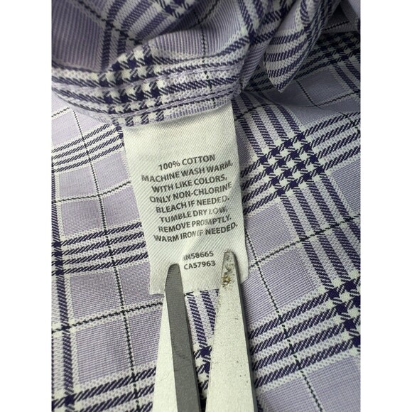 Nordstrom Men's Shop Shirt Mens 18 34-35 Purple Plaid Smartcare Non-Iron Dress - Picture 8 of 13